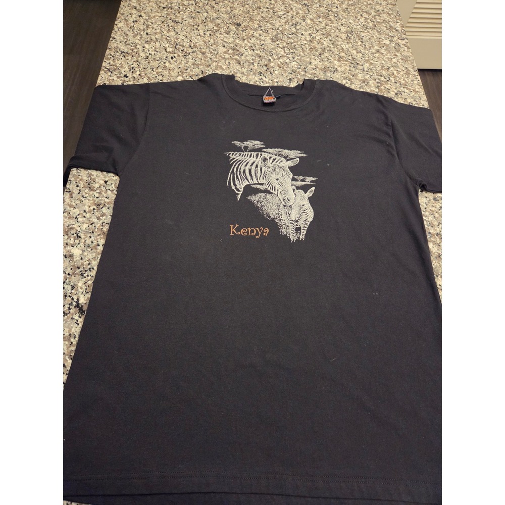 The African Route Safari Collection T-Shirt Mens XL Black Kenya Zebra Graphic